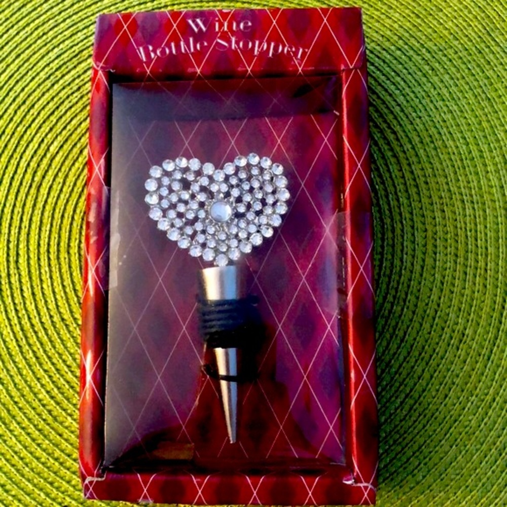 Wine Stopper Heart Shaped Jewel Beaded
